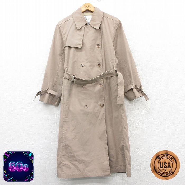 【50%OFF】古着 ロンドンフォグ 長袖 トレンチ コート レディース 80年代 80s ロング丈 USA製 ベージュ カーキ 【spe】 25mar17 中古 アウター
