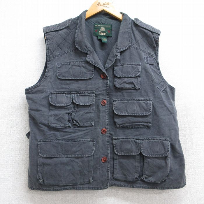 古着 オービス ORVIS フィッシング ベスト レディース 90年代 90s 大きいサイズ コットン 濃グレー 25oct04 中古 アウター