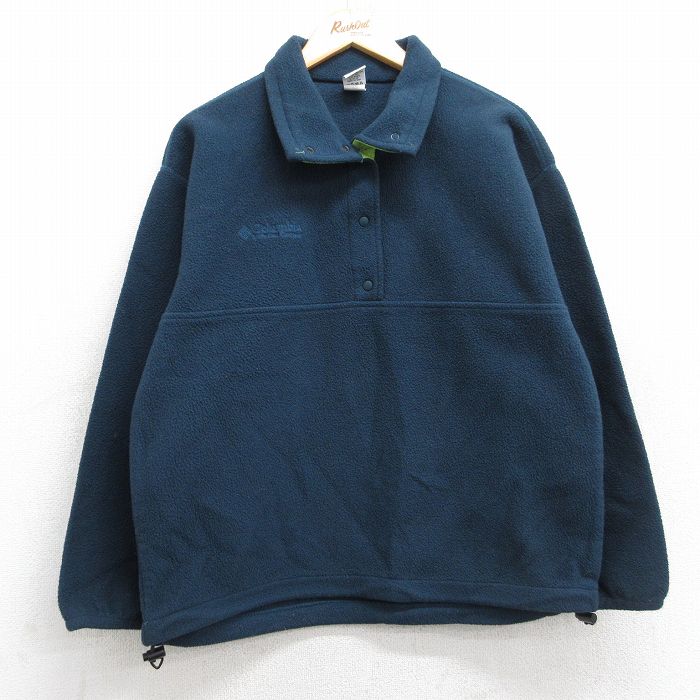 古着 コロンビア COLUMBIA 長袖 フリース ジャケット レディース 90年代 90s ワンポイントロゴ スナップT USA製 濃緑 グリーン 25nov01 中古 アウター ジャンパー ブルゾン