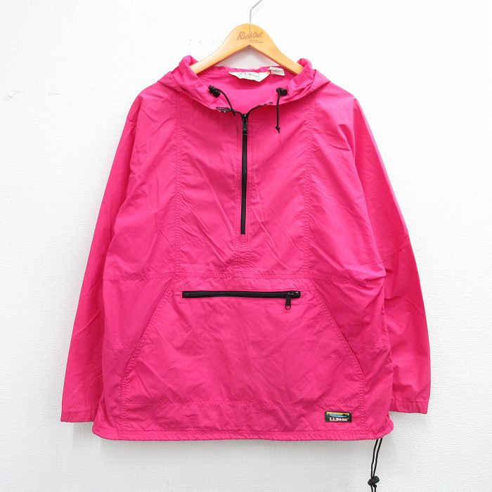 古着 エルエルビーン LLBEAN 長袖 ハーフジップ ナイロン ジャケット アノラック パーカー レディース 80年代 80s ラグラン USA製 ピンク 25nov04 中古 アウター ウインドブレーカー