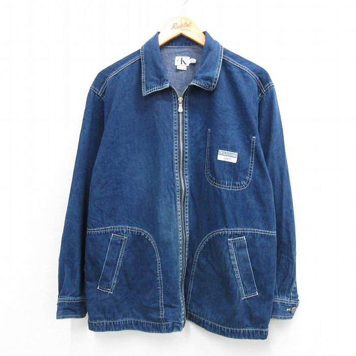 古着 カルバンクライン 長袖 デニム ジャケット レディース 00年代 00s ワンポイントロゴ コットン 紺 デニム 25nov11