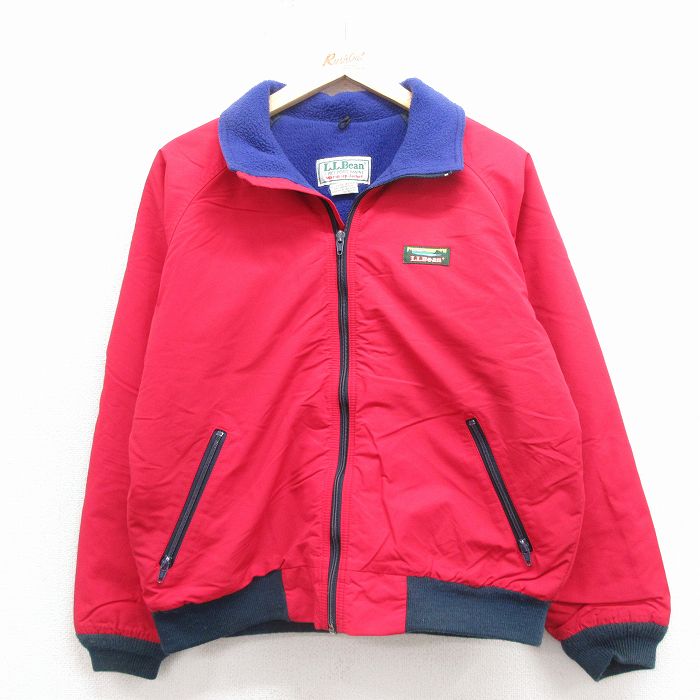 古着 エルエルビーン 長袖 ナイロン ジャケット レディース 80年代 80s ラグラン USA製 赤 内側フリース 25nov17