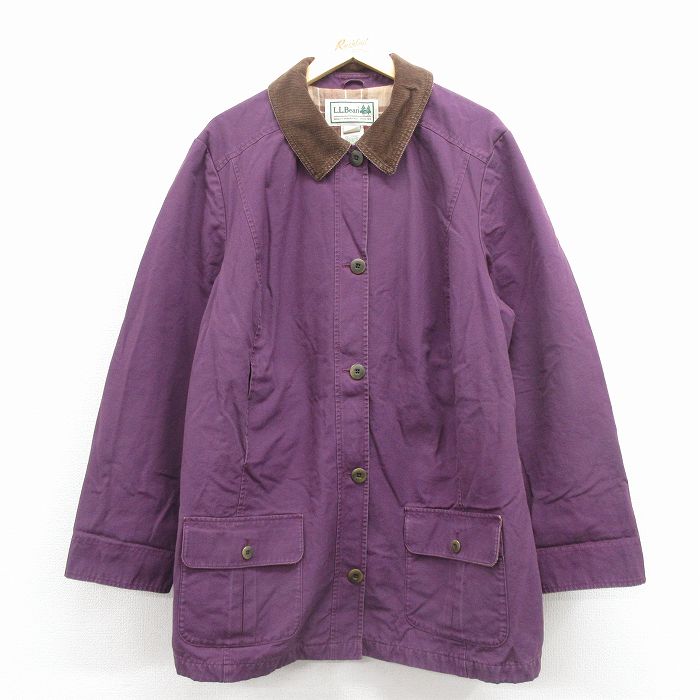 古着 エルエルビーン 長袖 ジャケット レディース 00年代 00s ダック地 大きいサイズ ロング丈 コットン 紫他 25nov17