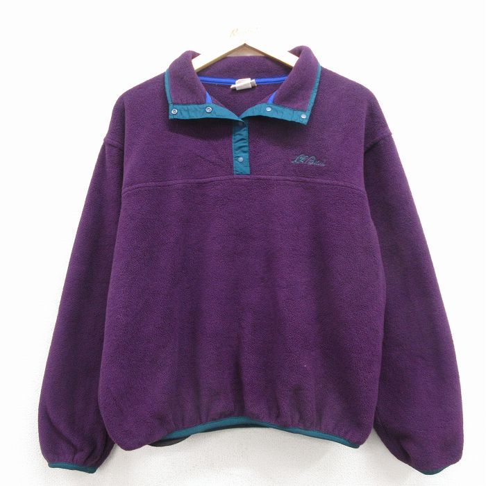 古着 エルエルビーン 長袖 フリース ジャケット レディース 90年代 90s スナップT ワンポイントロゴ 紫 25nov17