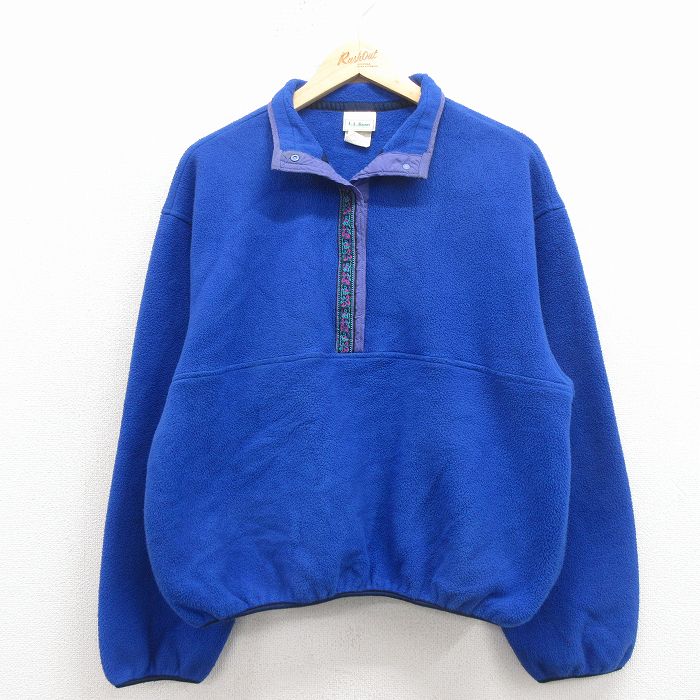 古着 エルエルビーン 長袖 フリース ジャケット レディース 90年代 90s スナップT USA製 青 25nov17
