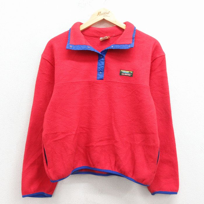 古着 エルエルビーン 長袖 フリース ジャケット レディース 90年代 90s スナップT USA製 赤 25dec17