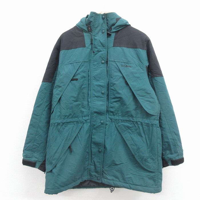 古着 エルエルビーン 長袖 ナイロン ジャケット マウンテン パーカー レディース 90年代 90s 大きいサイズ ロング丈 シンサレート 緑【spe】 26jan09
