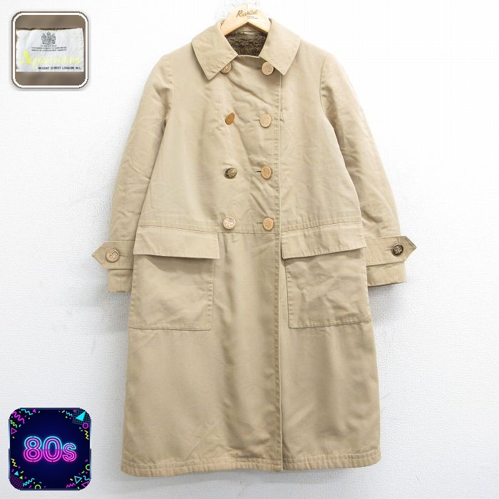 古着 アクスキュータム 長袖 コート レディース 80年代 80s ロング丈 イングランド製 ベージュ 内側ファー【spe】 26jan16