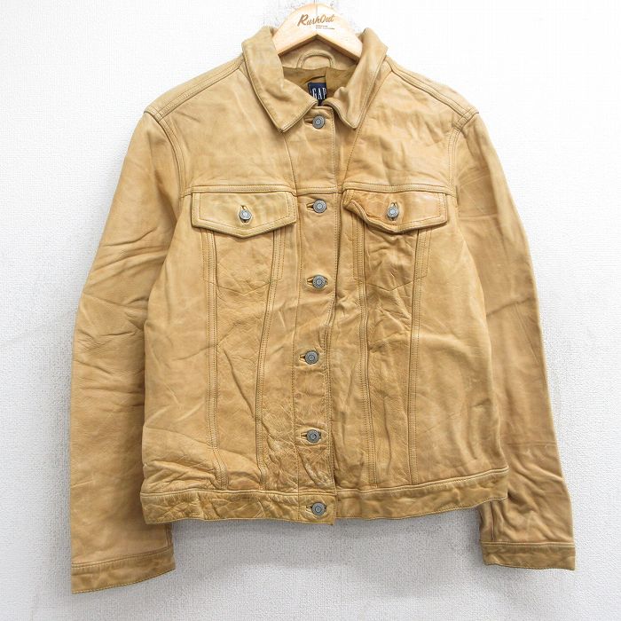 【20%OFF】古着 ギャップ GAP 長袖 レザー ジャケット レディース 00年代 00s ベージュ系 26jan16