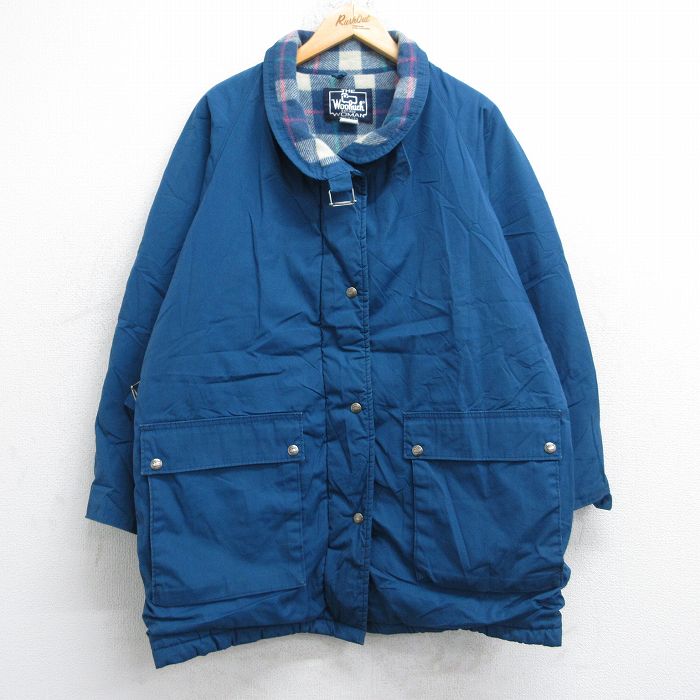 【20%OFF】古着 ウールリッチ 長袖 ジャケット レディース 80年代 80s ラグラン 大きいサイズ USA製 青系 内側ウール 26jan16
