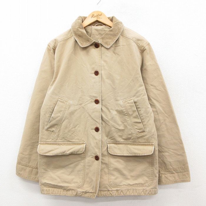 古着 エルエルビーン 長袖 ハンティング ジャケット レディース 襟コーデュロイ ベージュ系26feb03