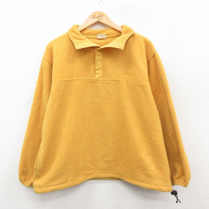 古着 エルエルビーン 長袖 フリース ジャケット レディース 90年代 90s ワンポイントロゴ スナップT 黄 26feb14