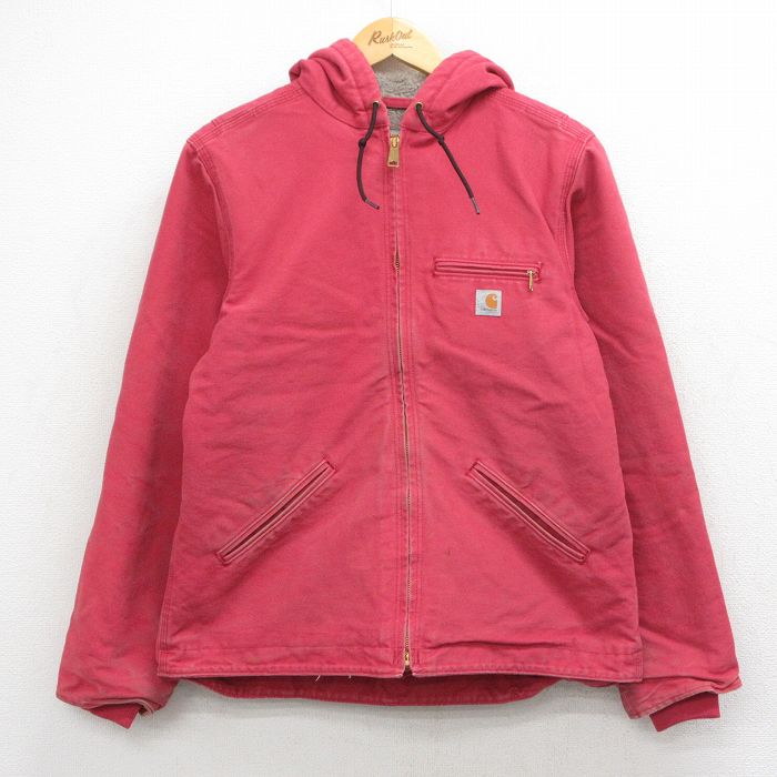 古着 カーハート 長袖 シエラ ジャケット パーカー レディース ダック地 コットン ピンク系 内側ボア【spe】 26apr28