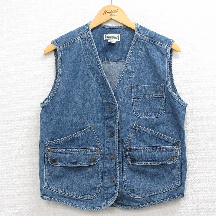 古着 エルエルビーン デニム ベスト レディース 90年代 90s コットン 紺 デニム【spe】 26apr28