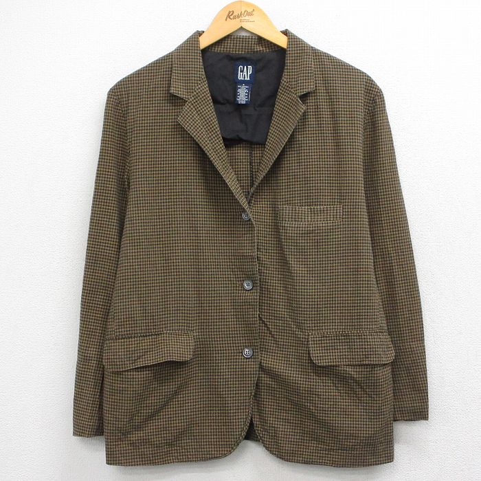 古着 ギャップ GAP 長袖 テーラード ジャケット レディース 90年代 90s コットン 茶系他 チェック 26apr28