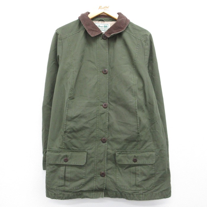 古着 L.L.Bean エルエルビーン 長袖 レディース 00年代 00s ジャケット コーデュロイ フラップポケット チェック裏地 コットン カーキ 26aug20