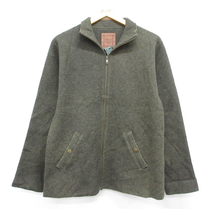 古着 ラルフローレン ブランド Lauren 長袖 フルジップ レディース メンズ 90年代 90s ジャケット ウール グリーン 霜降り 26aug25