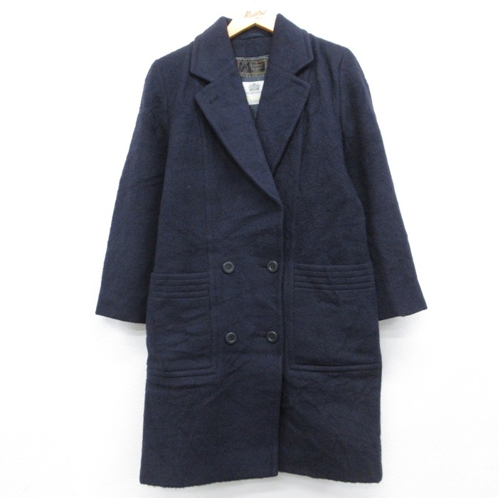 古着 アクアスキュータム Aquascutum 長袖 レディース コート メンズ ウール ネイビー 26aug25