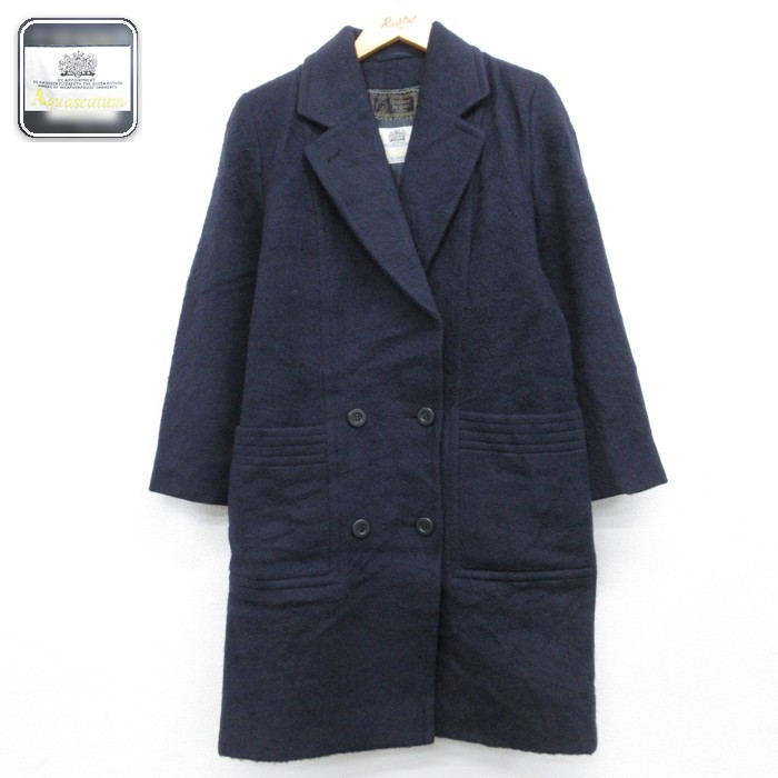 Aquascutum ネイビー ウールピーコート 古着通販 古着 アクアスキュータム Aquascutum 長袖 レディース コート