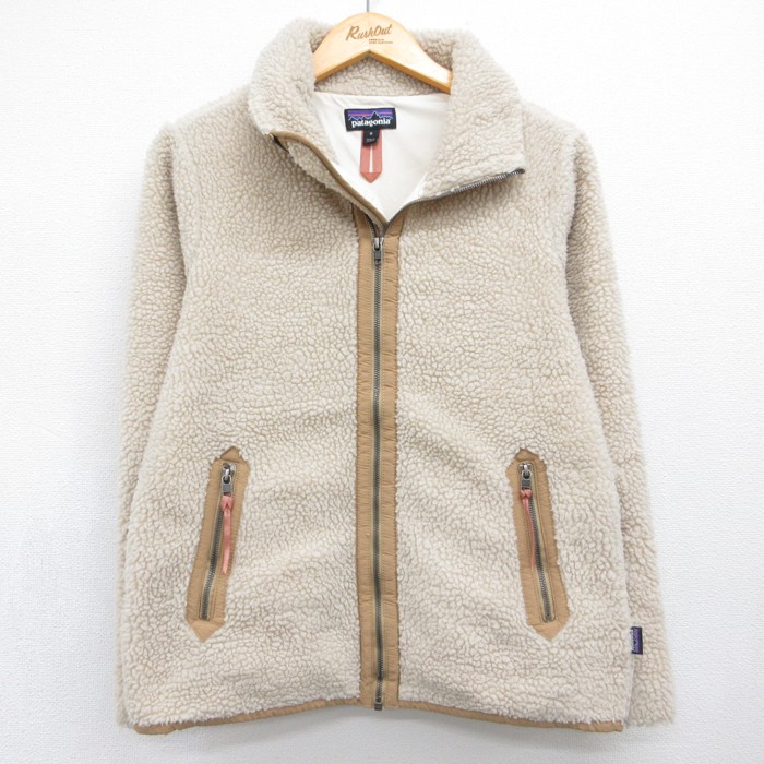 古着 パタゴニア patagonia 長袖 フルジップ レディース ボア フリース ポリエステル ベージュ 26aug25
