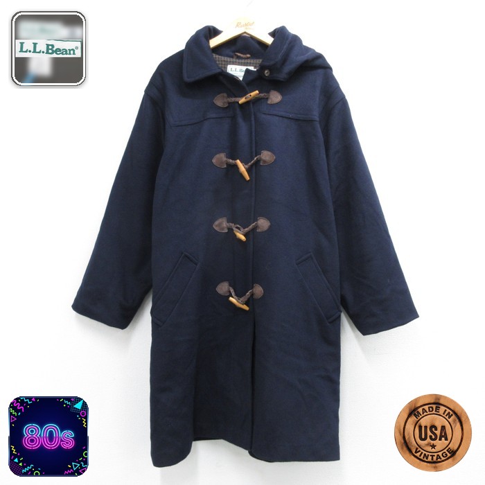 古着 L.L.Bean エルエルビーン 長袖 パーカー レディース 80年代 80s ダッフル コート ウール USA製 ネイビー【spe】 26sep03