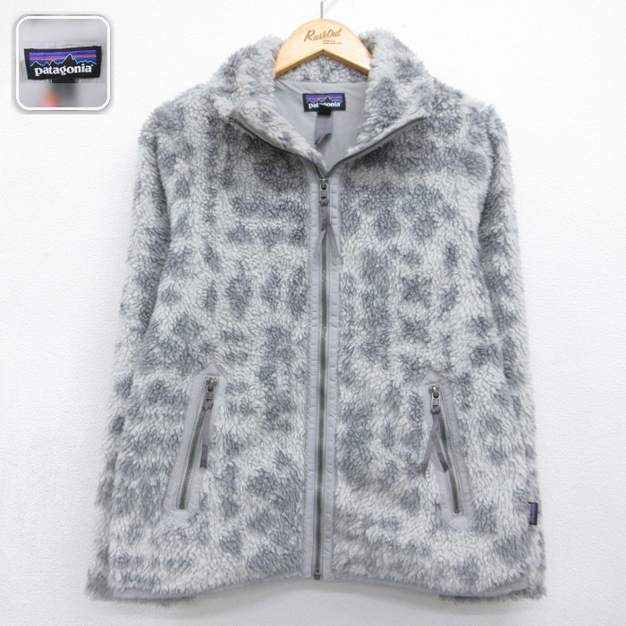 古着 パタゴニア patagonia 長袖 フルジップ レディース ジャケット ボア 総柄 グレー 26sep07