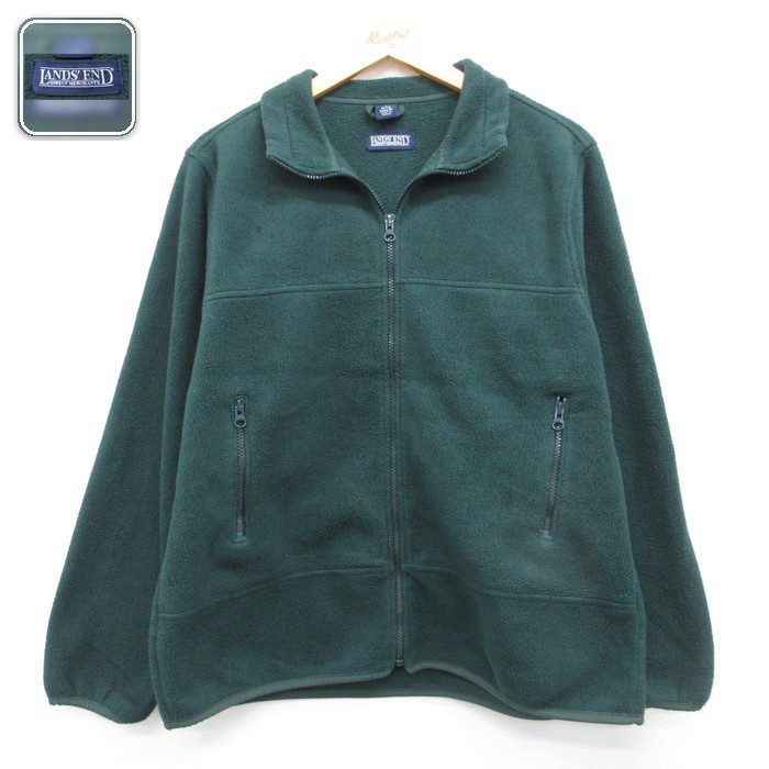 古着 LANDS'END ランズエンド 長袖 フルジップ レディース 00年代 00s フリース ポリエステル グリーン 26sep09