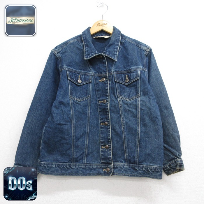 古着 セントジョンズベイ St.Johns Bay 長袖 レディース 00年代 00s Gジャン コットン ネイビー デニム 26sep15