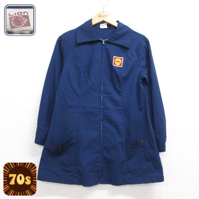 古着 Shell 長袖 フルジップ レディース 70年代 70s ジャケット タロン ネイビー 26sep15