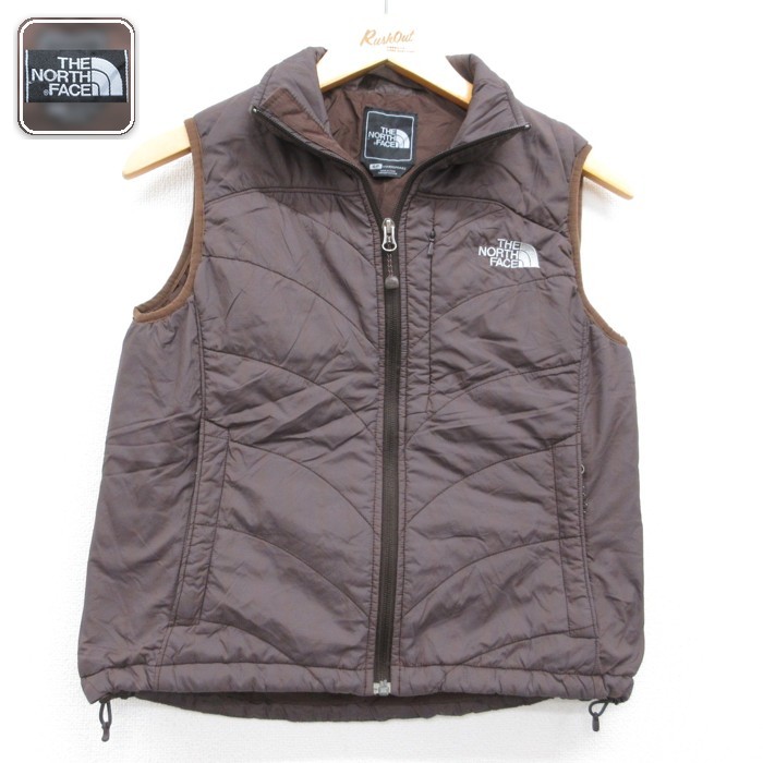 古着 ノースフェイス THE NORTH FACE フルジップ ナイロン レディース ベスト プリマロフト Primalorft ブラウン 26sep28