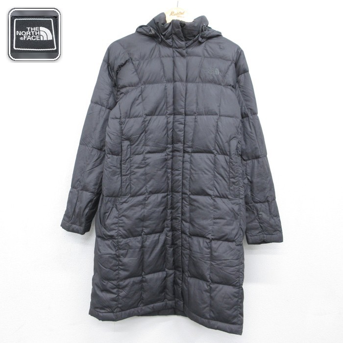 古着 ノースフェイス THE NORTH FACE 長袖 ナイロン パーカー レディース ダウン コート ロング丈 グレー【spe】 26sep28