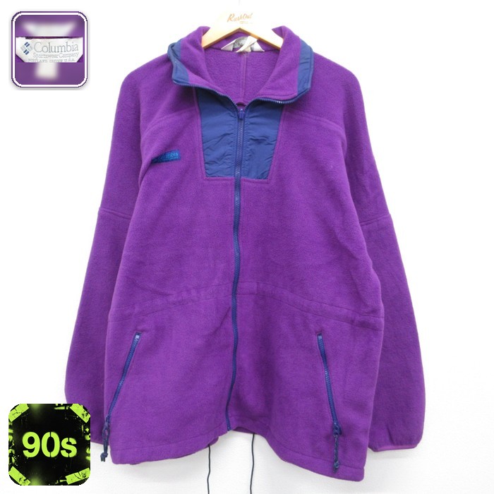 古着 Columbia コロンビア 長袖 フルジップ レディース 90年代 90s ジャケット 大きいサイズ フリース ポリエステル パープル 26sep28