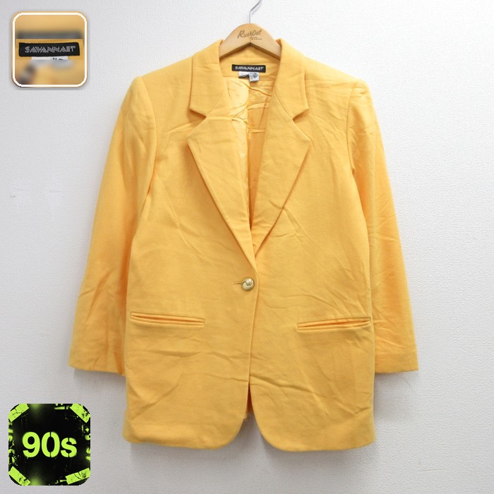 古着 SAVANNABT 長袖 レディース 90年代 90s テーラード ウール イエロー 26sep28