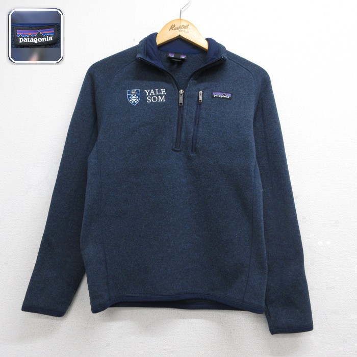 古着 パタゴニア patagonia 長袖 ハーフジップ レディース フリース ベターセーター ジャケット YaleSOM 刺繍ロゴ ポリエステル ネイビー 霜降り 26sep28