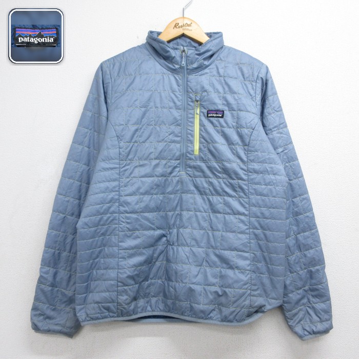 古着 パタゴニア patagonia 長袖 ハーフジップ レディース ナノ パフ ポリエステル ライトブルー【spe】 26sep29