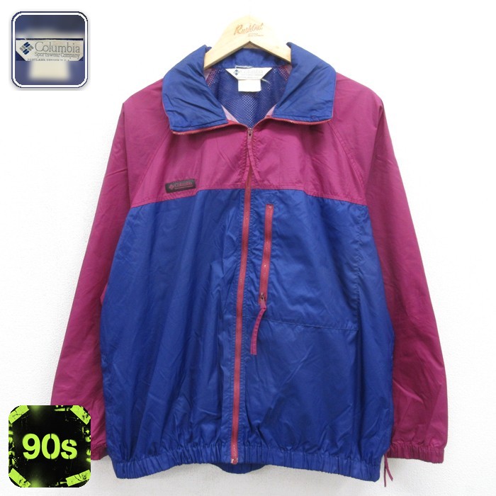 古着 Columbia コロンビア 長袖 ナイロン レディース 90年代 90s ジャケット メッシュライナー ブルー 26sep29
