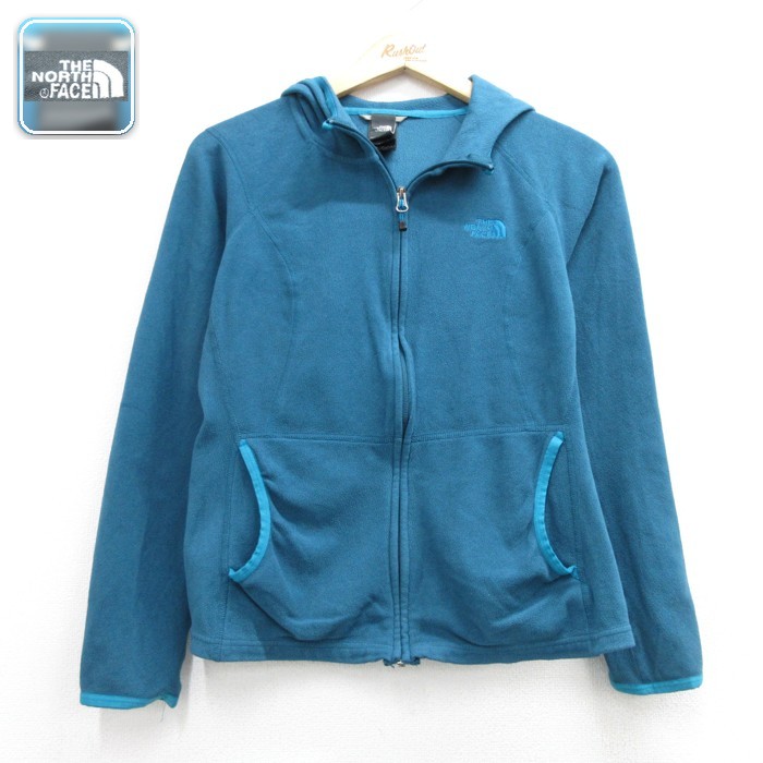 古着 ノースフェイス THE NORTH FACE 長袖 フルジップ パーカー レディース フリース ジャケット フード ポリエステル ブルー 26oct02