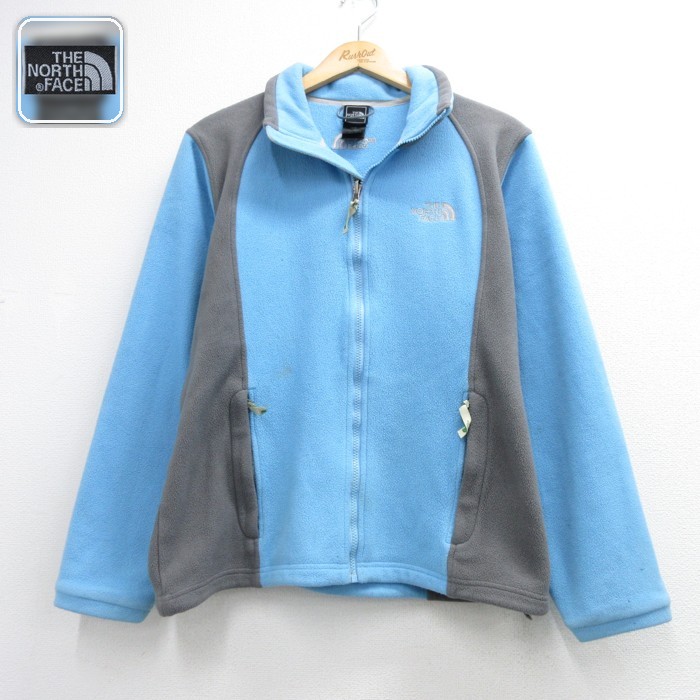 古着 ノースフェイス THE NORTH FACE 長袖 フルジップ レディース フリース ジャケット ポリエステル ライトブルー 26oct02