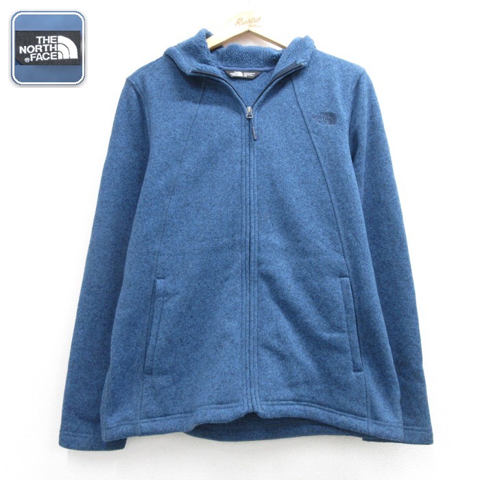 古着 ノースフェイス THE NORTH FACE 長袖 フルジップ パーカー レディース ジャケット ベターセーター フリース フード ポリエステル ブルー 霜降り 26oct02