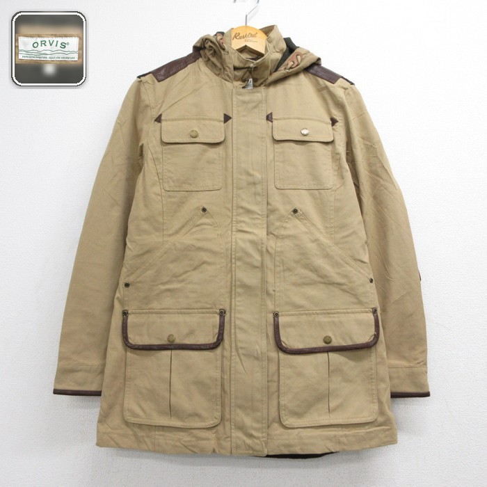 古着 ORVIS 長袖 パーカー レディース ジャケット フラップポケット ベージュ 26oct05