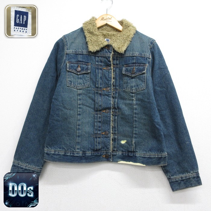 古着 ギャップ GAP 長袖 レディース 00年代 00s ボア ジャケット コットン ネイビー デニム 26oct05