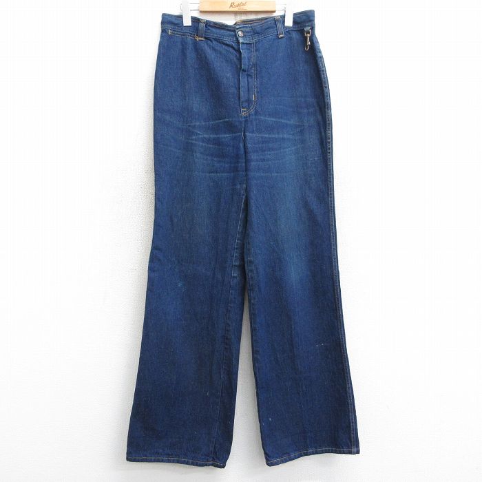 古着 ジーンズ レディース 80年代 80s ヒゲ 濃紺 ネイビー デニム 25feb21 中古 ボトムス ジーパン Gパン ロング パンツ