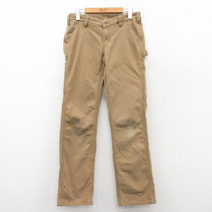 【20%OFF】古着 カーハート Carhartt ペインター パンツ レディース ダック地 ベージュ カーキ 25mar28 中古 ボトムス