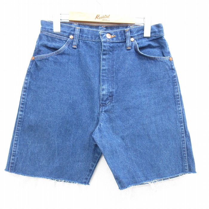 【50%OFF】古着 ラングラー Wrangler ショート パンツ ショーツ レディース 90年代 90s コットン USA製 紺 ネイビー デニム 25may08 中古 ボトムス 短パン ショーパン ハーフ