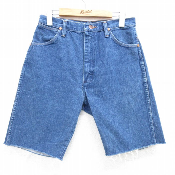 【50%OFF】古着 ラングラー Wrangler ショート パンツ ショーツ レディース 90年代 90s コットン USA製 紺 ネイビー デニム 25may08 中古 ボトムス 短パン ショーパン ハーフ
