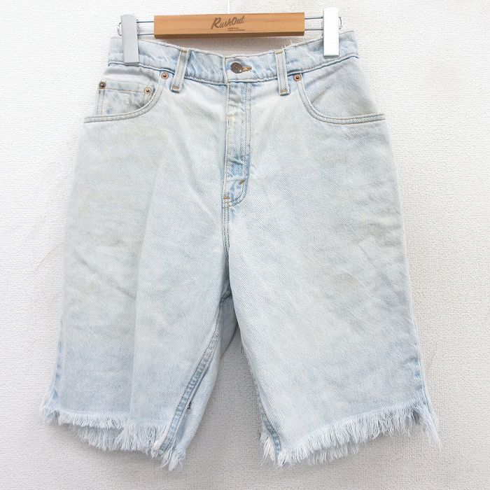 古着 リーバイス Levis 551 ショート パンツ レディース 90年代 90s コットン USA製 薄紺 ネイビー デニム 25may09 中古 ボトムス 短パン ショーパン ハーフ