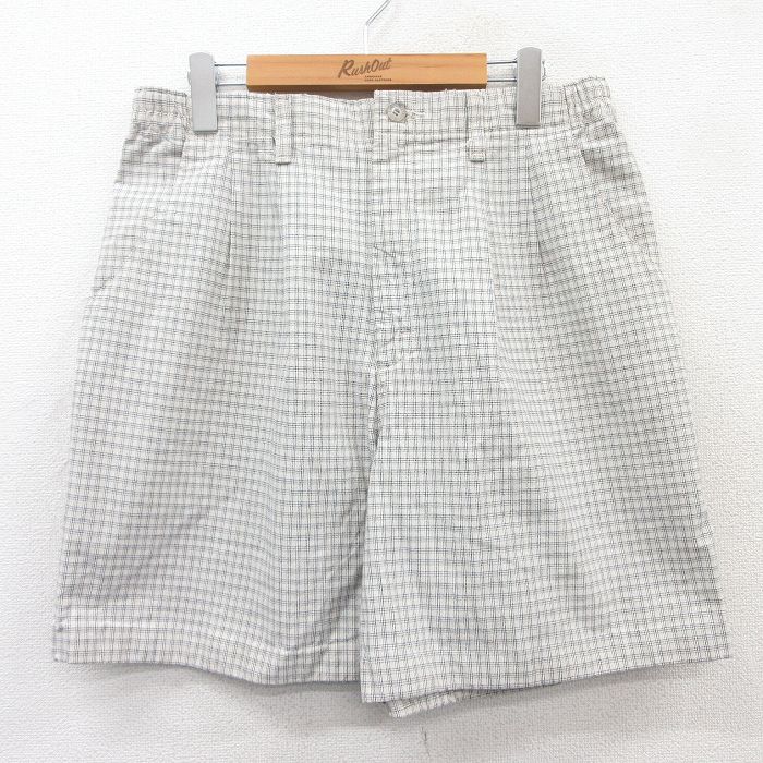 古着 リー Lee ショート パンツ レディース コットン 薄ベージュ他 カーキ チェック 25may09 中古 ボトムス 短パン ショーパン ハーフ