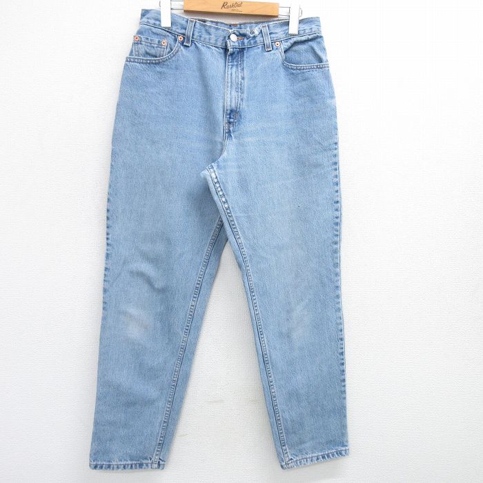 古着 リーバイス Levis 550 ジーンズ レディース 90年代 90s ヒゲ テーパード コットン USA製 薄紺 ネイビー デニム 25may16 中古 ボトムス ジーパン Gパン ロング パンツ