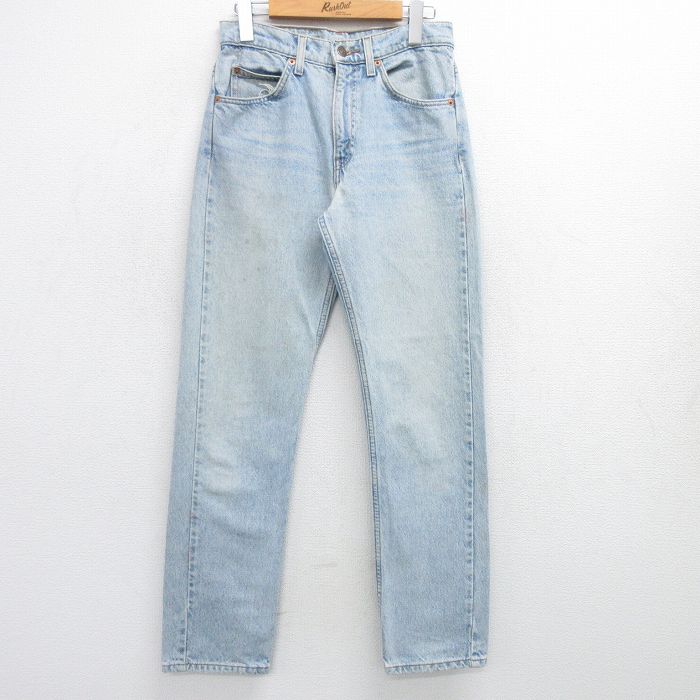 古着 リーバイス Levis 505 ジーンズ レディース ヒゲ コットン 薄紺 ネイビー デニム 25may16 中古 ボトムス ジーパン Gパン ロング パンツ