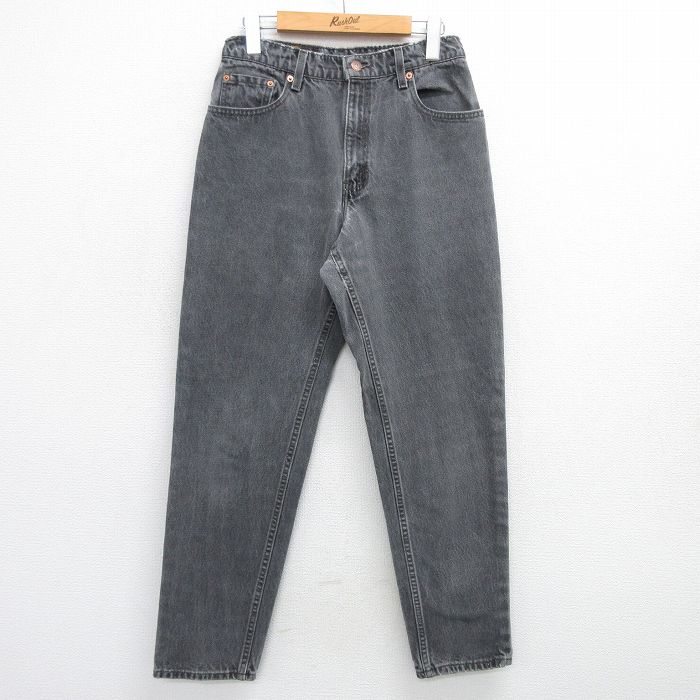 古着 リーバイス Levis 550 ジーンズ レディース 90年代 90s ヒゲ テーパード コットン 黒 ブラック デニム 25may16 中古 ボトムス ジーパン Gパン ロング パンツ